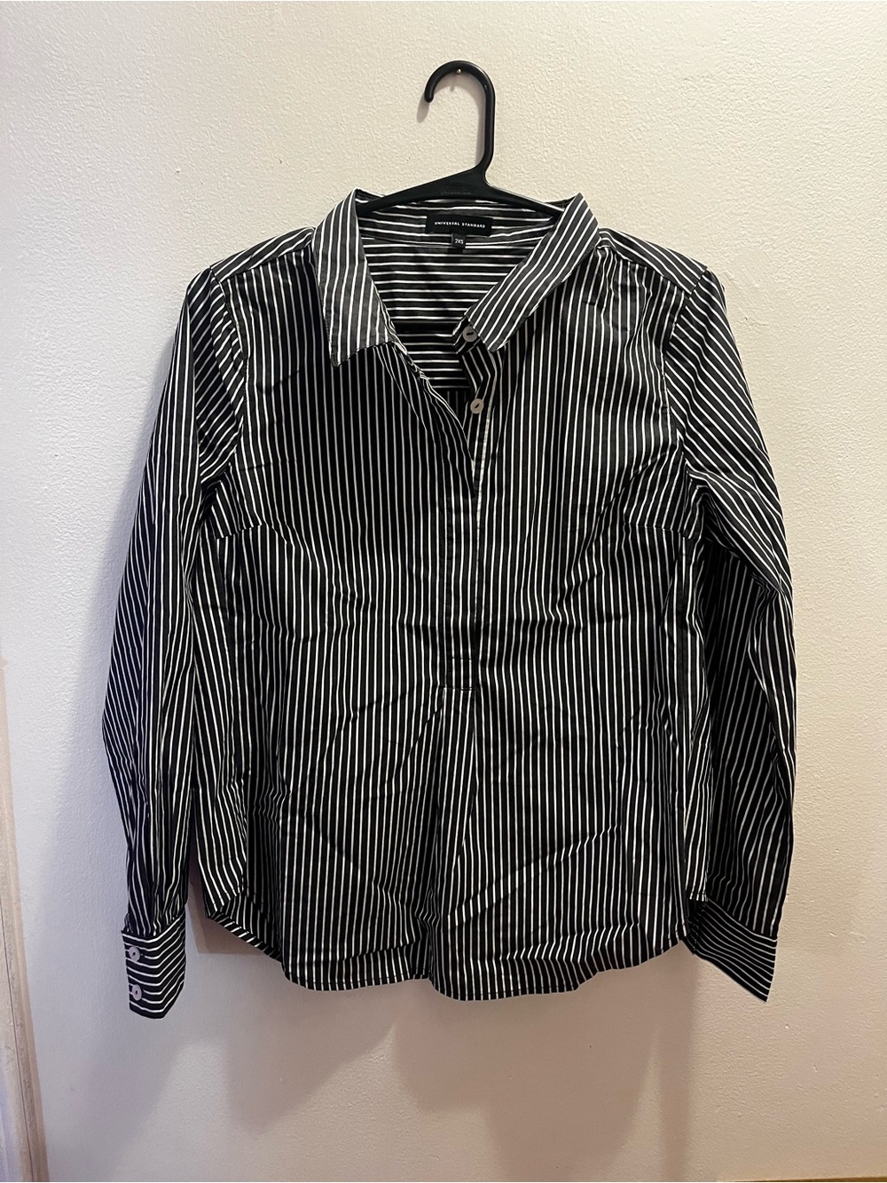 Universal Standard Black & White Stripe Button-Up Shirt